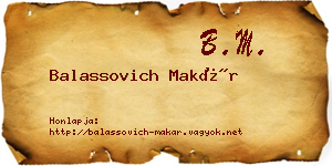 Balassovich Makár névjegykártya